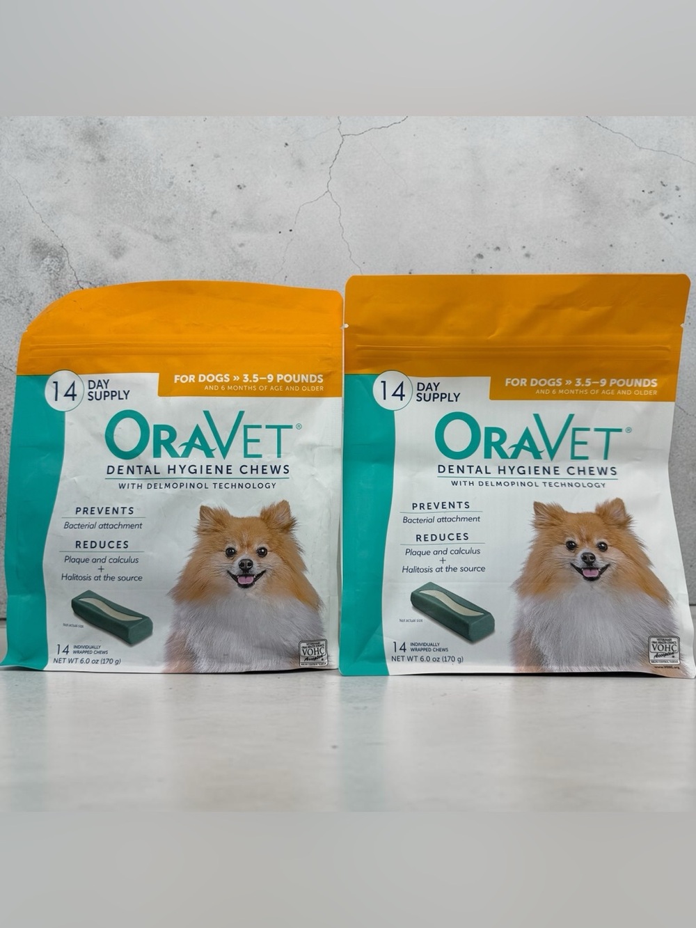 OraVet Dental Chews X-Small Dogs 3.5-9 lbs 2 Bags 28 Count Total Individual Wrap